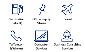 Gas stations, office supply stores, travel, TV/telecom & wireless, computer services, business consulting services
